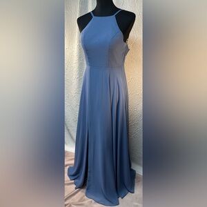 JJ's House- Periwinkle Blue Sleeveless Gown - Spaghetti Strap High Neck (S)
